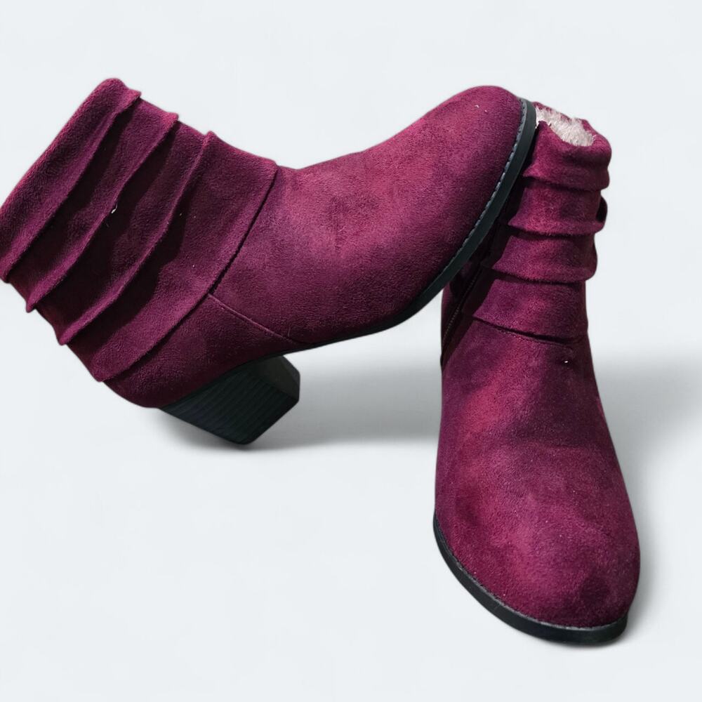 Patrizia By Spring Step Burgundy Suede Boots Womens Size 6.5